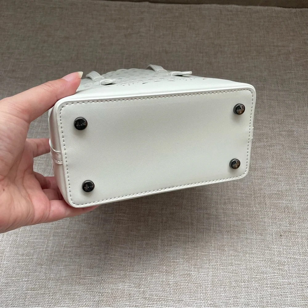 Alaïa White Laser-Cut Scalloped Leather Tote